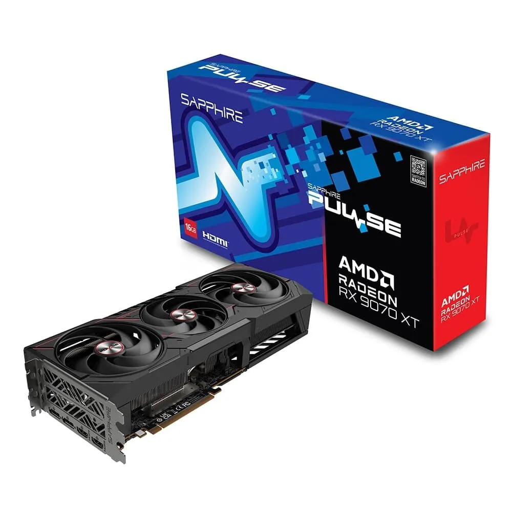 Placa de Vídeo Sapphire PULSE RX 9070 XT GAMING AMD Radeon, 16GB, GDDR6, Dual HDMI, Dual DP, RDNA 4 - 11348-03-20G