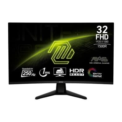 "Monitor Gamer Curvo MSI 32"", FHD, 250Hz, 1ms, VA, Preto - MAG32C6X"