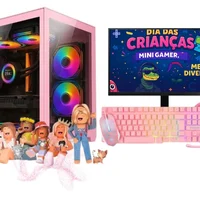 Computador Cpu PC Gamer Infantil Feminino Completo Intel Core I5 Memoria Ram 16gb SSD 240GB Monitor Kit Gamer