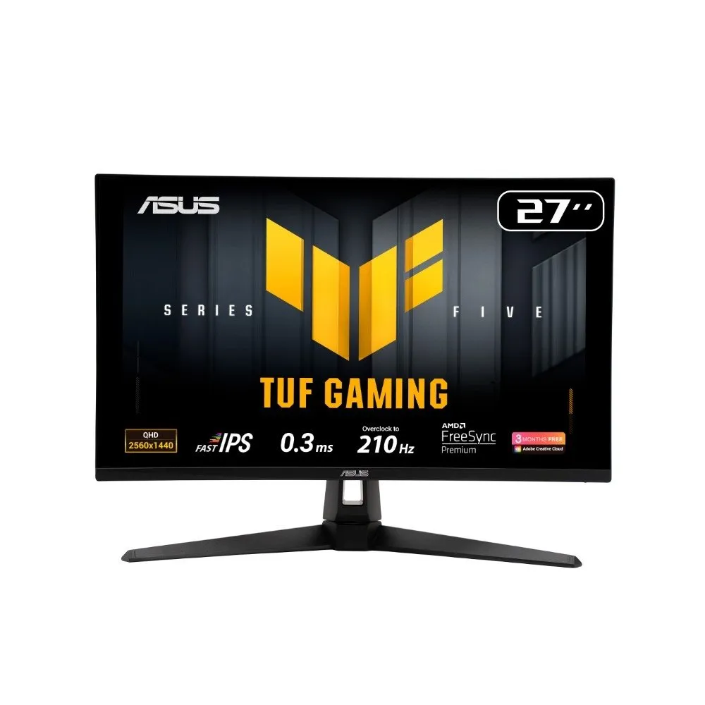 "Monitor Gamer ASUS TUF 27"", QHD, 210Hz, 0.3ms, Fast IPS, G-Sync Comp, FreeSync Premium, HDR10, Som Integrado - VG27AQ5A"