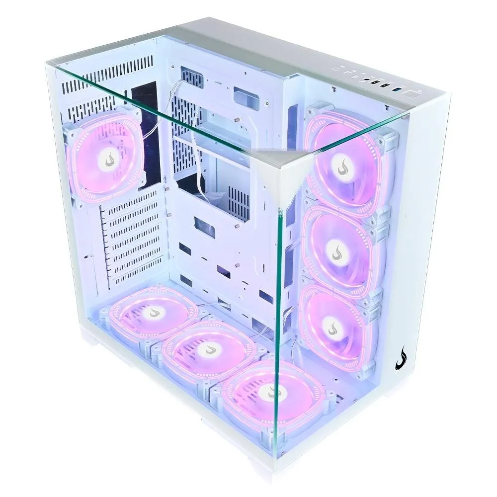 Gabinete Gamer Rise Mode Galaxy Full Glass, Mid Tower, ATX, Lateral e Frente em Vidro Temperado, Sem FANs, Branco - RM-CA-FG-W
