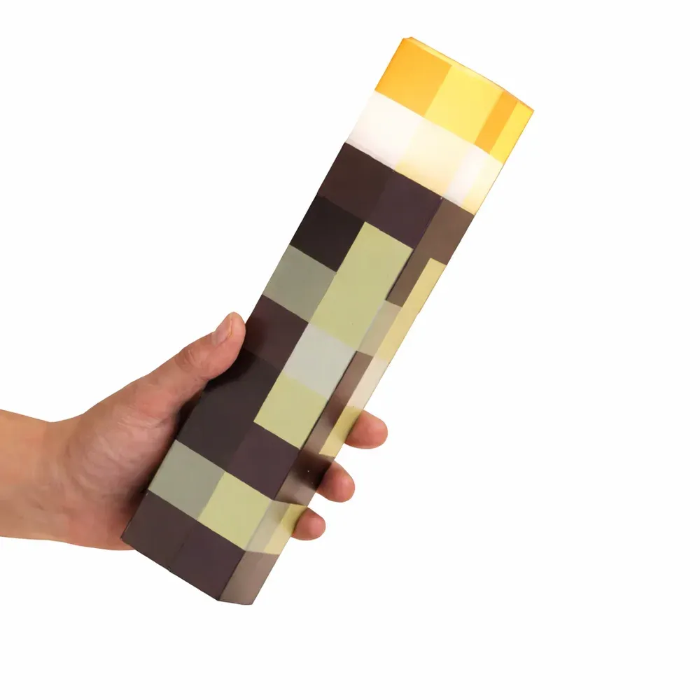 Luminária Tocha Minecraft LED 3 Níveis Recarregável Portátil Usb Decoração Quarto Gamer Parede Oih-4763