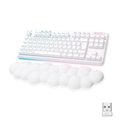 Teclado Mecânico Gamer Sem Fio Logitech G715, Coleção Aurora, LIGHTSPEED Switch GX Linear Red, RGB, ABNT2, Branco - 920-010706