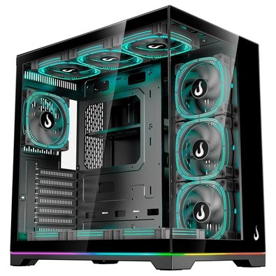 Gabinete Gamer Rise Mode Galaxy Glass Standard V2, LED ARGB, Mid Tower, Lateral em Vidro, Sem Fans, Preto - RM-GA-GGST2L-FB