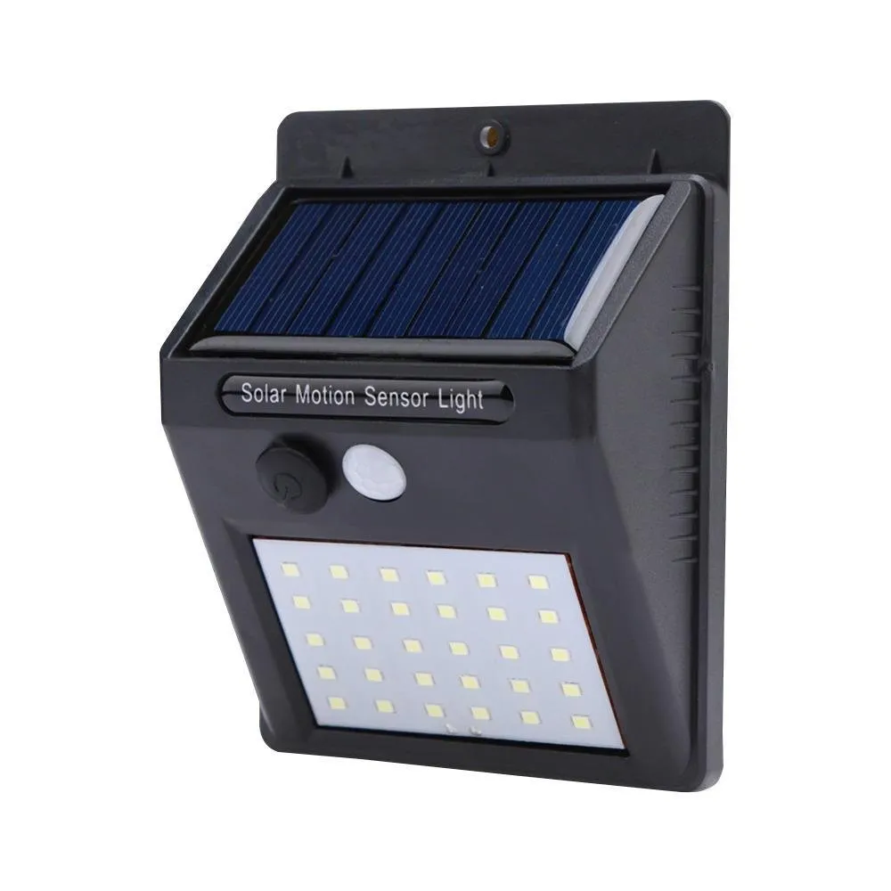 Luminária Solar De Parede 30 Leds, Sensor De Movimento E Acendimento Automático - GT512
