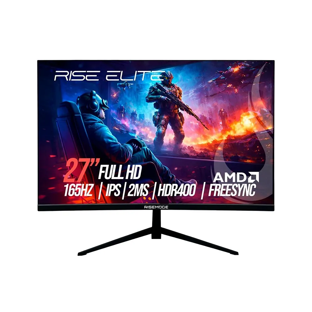 "Monitor Gamer Rise Mode Elite 27"", FHD, 165Hz, IPS, FreeSync, HDR 400, DisplayPort e HDMI, sRGB 99%, Preto - RM-MOG-27F165FH-B"