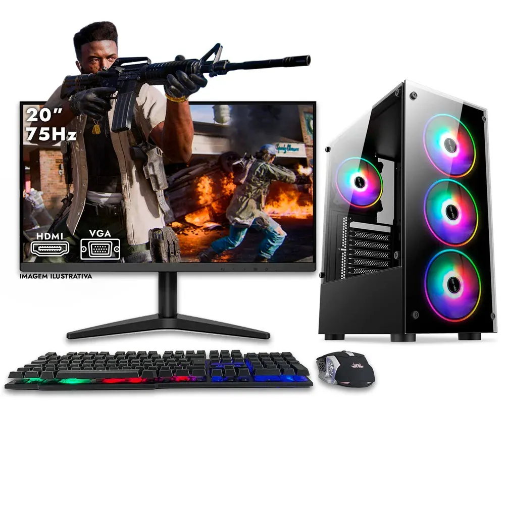 "Computador Balão.info Gamer Completo Intel Core i7 4ª, Gtx 750ti 2gb, 16gb, SSD 512gb, Monitor 20"", Gabinete Midtower"
