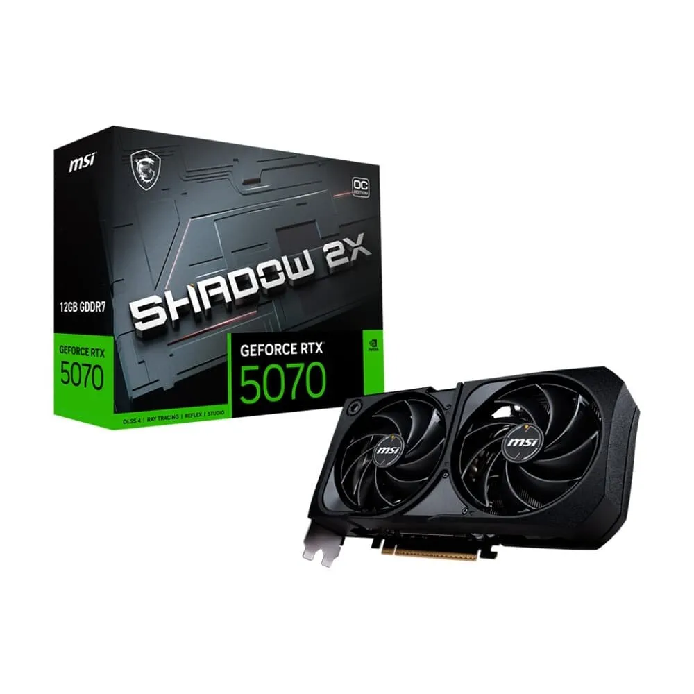 Placa de Vídeo MSI RTX 5070 12G Shadow 2x OC Nvdia Geforce, 12GB, GDDR7, OpenGL 4.6, G-SYNC - G5070-12S2C