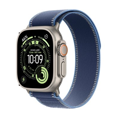 Apple Watch Ultra 3 GPS + Cellular, Caixa Natural de Titânio de 49 mm, Pulseira loop Trail Azul/Azul-Brilhante, M/G - MEWU4BE/A