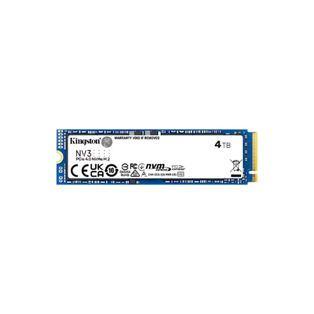 SSD Kingston NV3, 4TB, M.2 2280, PCIe 4.0 x4, NVMe, Leitura 6000 MB/s, Gravação 5000 MB/s, Azul - SNV3S/4000G
