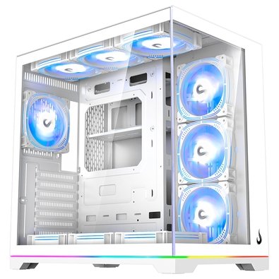Gabinete Gamer Rise Mode Galaxy Glass Standard V2, LED ARGB, Mid Tower, Lateral em Vidro, 10 Fans ARGB, Branco - RM-GA-GGSW2L-ARGB