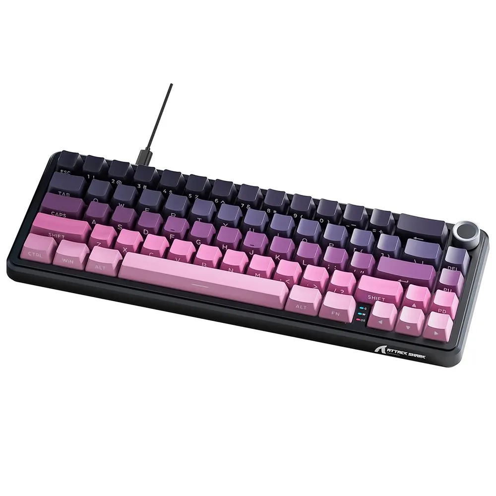 Teclado Mecânico Gamer Attack Shark X66, 65% Compacto, RGB, Blackberry, Roxo/Preto - AS-X66-BB-RY
