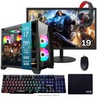 "Computador PC Gamer Completo Tob Intel Core I7 SSD 480GB 16gb Gabinete Aquário Teclado Mouse Mouse Pad E Headset Gamer Monitor 19"" WINDOWS 10 Pro Trial"