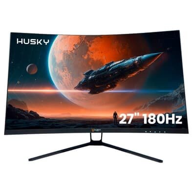 Monitor Gamer Husky Storm 27' LED, Curvo, 180Hz, Full HD, 1ms, DisplayPort e HDMI, 99% sRGB, Adaptive Sync, Ajuste de Ângulo - HGMT001