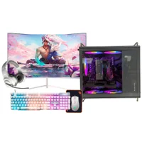 "Computador Gamer Intel i9 11ª 16gb Ram, SSD 1TB, RTX 2060 6gb, Monitor 23"" Curvo Branco, Gabinete Tiny Pro Cinza"
