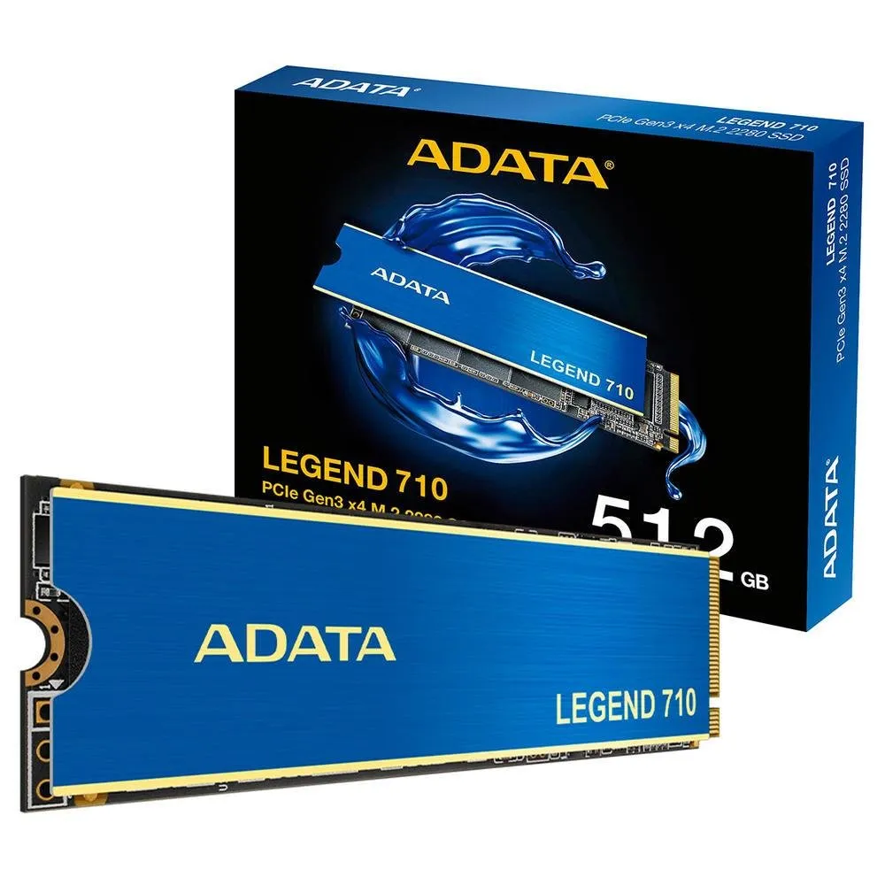 SSD 512gb Adata Legend 710, M.2 2280 PCie 3.0 Nvme, Leitura/gravação 2400/1600mb/s - Aleg-710-512gcs