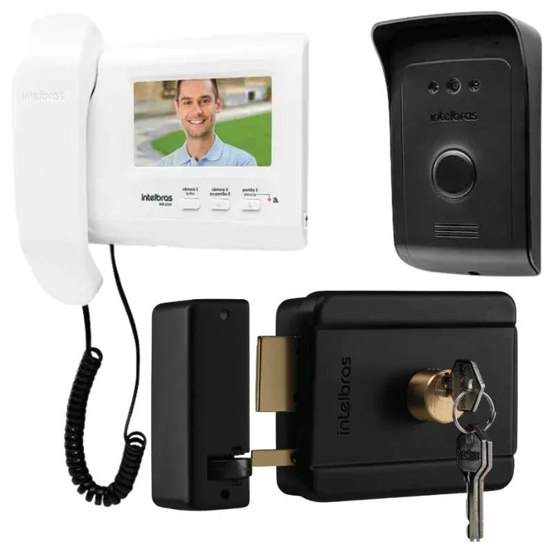 Kit 1 Vídeo Porteiro Interfone Ivr 1010 + 1 Fechadura Fx500 Intelbras Ivr1010 Fx 500
