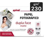 Papel fotográfico 10x15cm, 230g, Matte dupla face, M230-20, Spiral - PT 20 FL