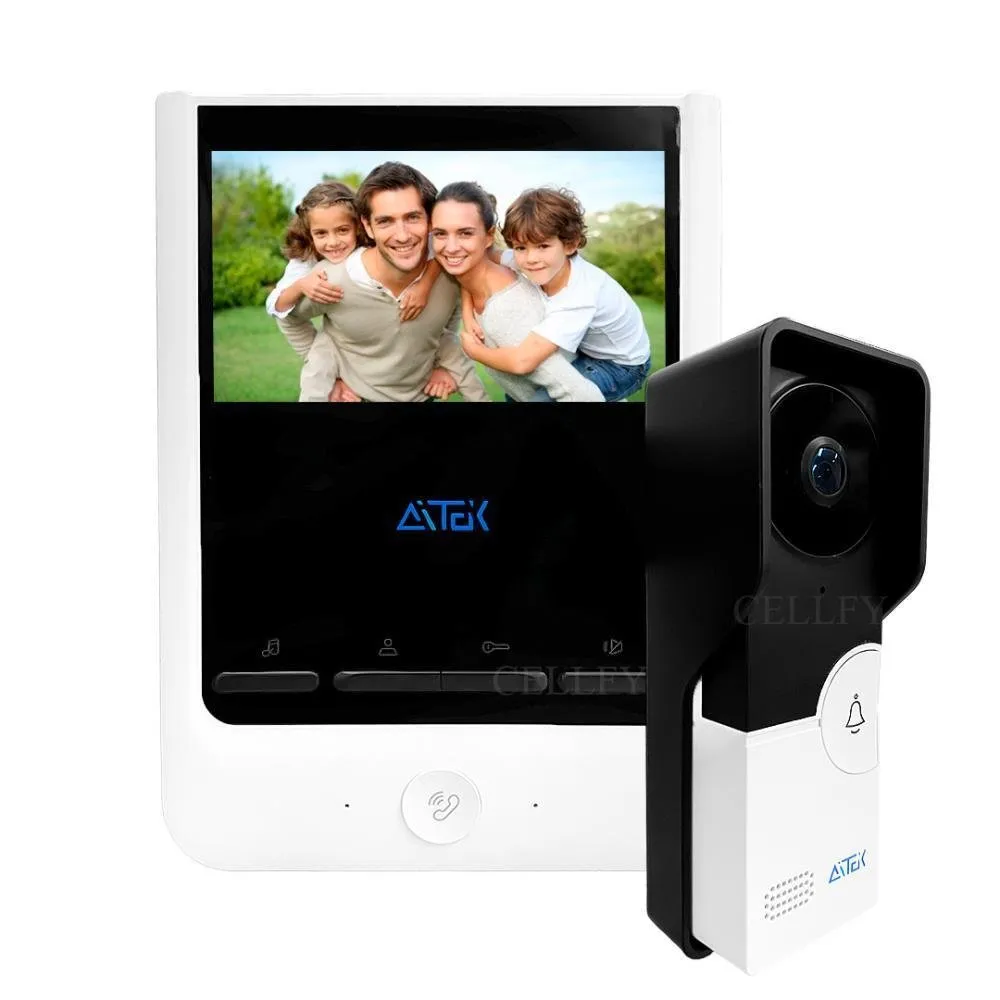"Vídeo Porteiro Aitek, Câmera Interfone 4.3"", Visão Noturna, Campainha"