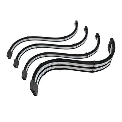 Cabo Extensor de Fonte Sleeved Rise Mode, 4 em 1, 1x 24p ATX, 1x 4+4p CPU, 2x 6+2p PCIe, Preto e Branco - RM-SL-BW