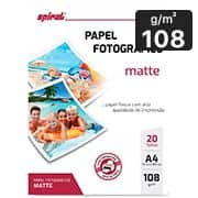 Papel fotográfico A4, 108g, matte paper, M108-20, Spiral - PT 20 FL