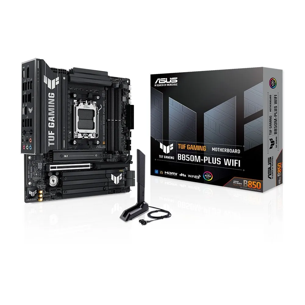 Placa Mãe ASUS TUF B850M-PLUS WIFI, AMD AM5 , m-ATX, DDR5, Wi-fi 6e, Preto - TUF GAMING B850M-PLUS WIFI