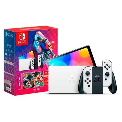 Console Nintendo Switch OLED, Branco + Mario Kart 8 Deluxe + 3 meses do Nintendo Switch Online