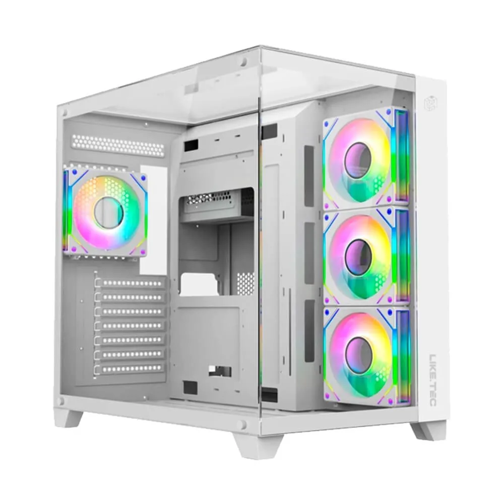 Gabinete Liketec Gamer Zeus Pro Glass, Sky Tower, ATX, Frontal e Teto em Vidro Temperado, Snow - LC-CB3X3-ZEUS-2121