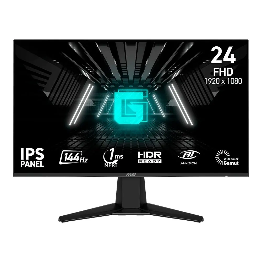 "Monitor Gamer MSI 24"", Full HD, 144Hz, 1ms, IPS, FreeSync, HDR Ready, AI-Vision, Preto - G242L E14"
