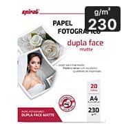 Papel fotográfico A4, 230g, matte dupla face, M230-20, Spiral - PT 20 FL