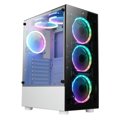 Gabinete Gamer Rise Mode Glass 06x, Mid Tower, ARGB, ATX, Lateral e Frente em Vidro, 6x Fans, Branco - RM-CA-06XW-ARGB