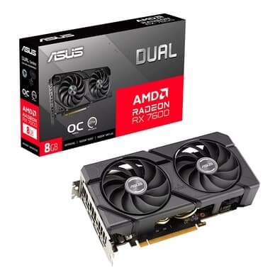 Placa de Vídeo DUAL RX 7600 O8G EVO AMD Radeon, 8GB GDDR6, 128 Bits, OpenGL 4.6 - 90YV0LD0-M0NA00