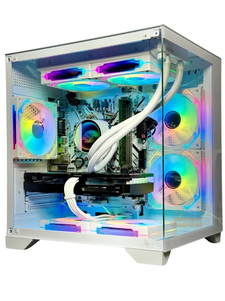 PC Gamer Aquario Branco Ryzen 7 5700x | Rx 7600 8GB | 16gb Ram | SSD Nvme 1TB | Water Cooler 240mm | Win11 Pro