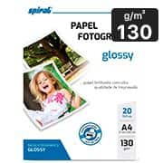 Papel fotográfico A4, 130g, glossy paper, G130-20, Spiral - PT 20 FL