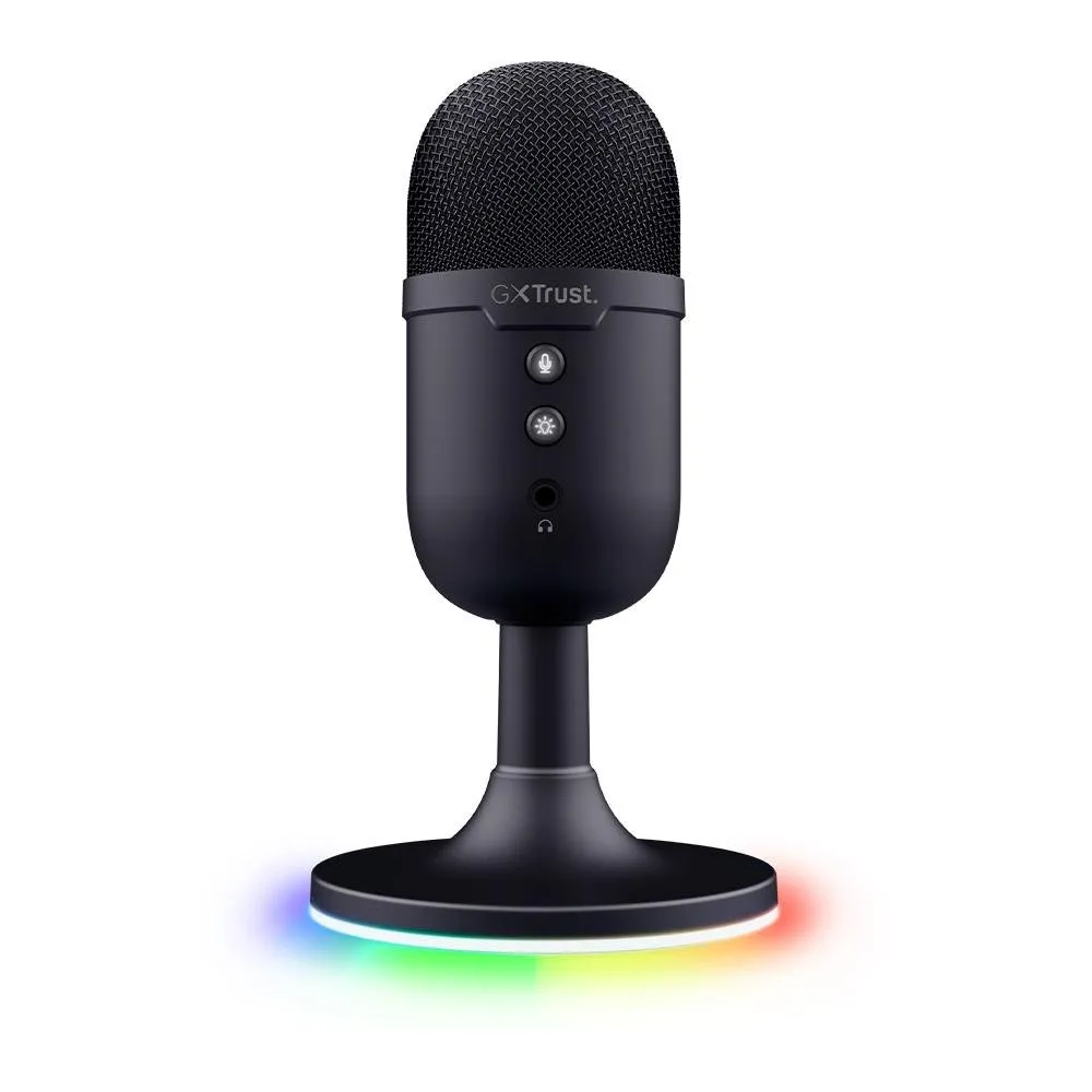 Microfone Gamer GXTrust 234 Yunix RGB, USB Compacto, Filtro Pop e Mudo, Preto - 25372