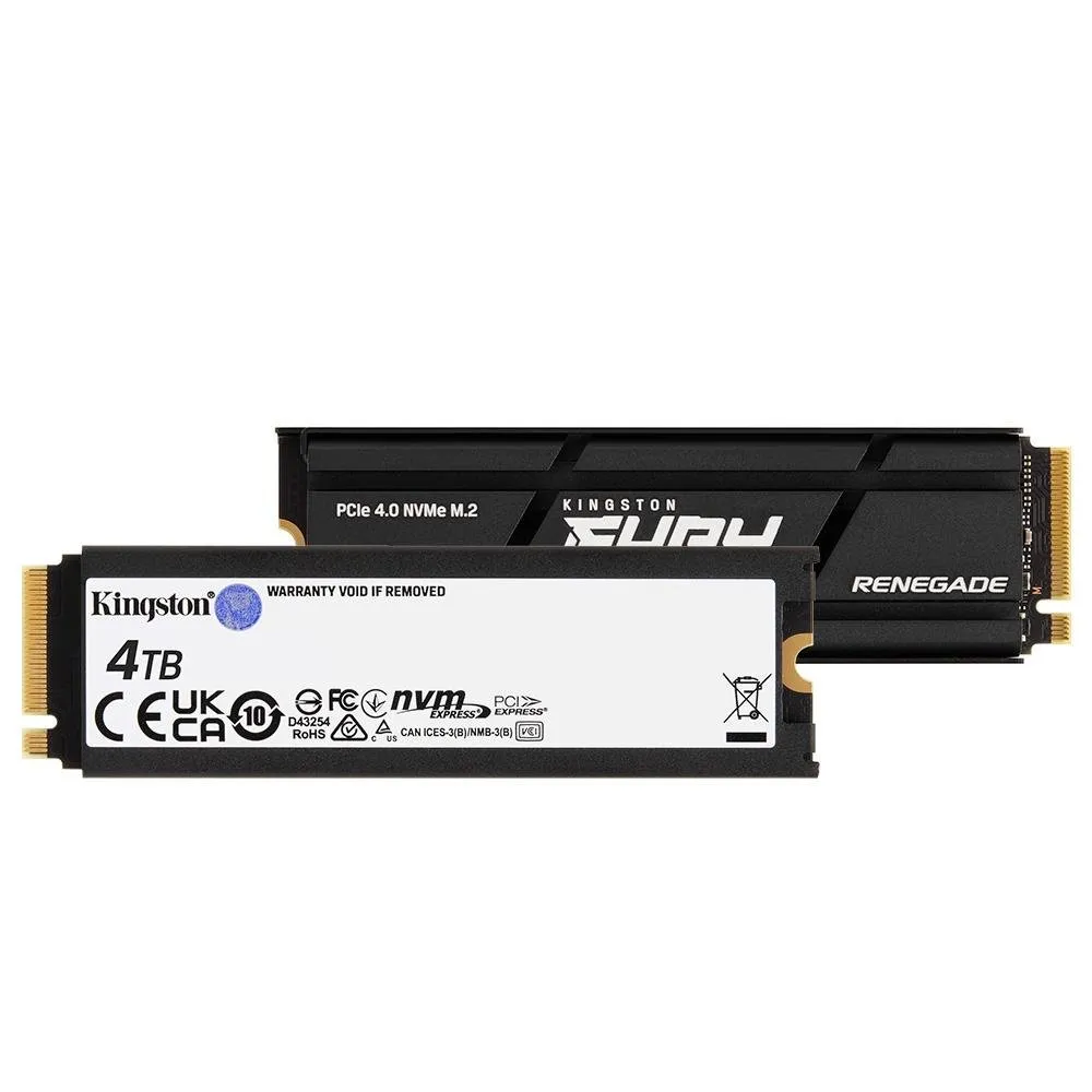SSD Kingston Fury Renegade, 4TB, M.2 2280, PCIe 4.0 x4, NVMe, Leitura: 7300 MB/s, Gravação: 7000 MB/s, com Dissipador, Compatível com PS5 - SFYRDK/4000G