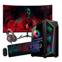 "Computador PC Gamer Intel Core i9 11ª Geração 64gb Ram, Nvme 2TB, RTX 5060, Monitor 24"" 165hz Curvo Com Áudio - Preto"