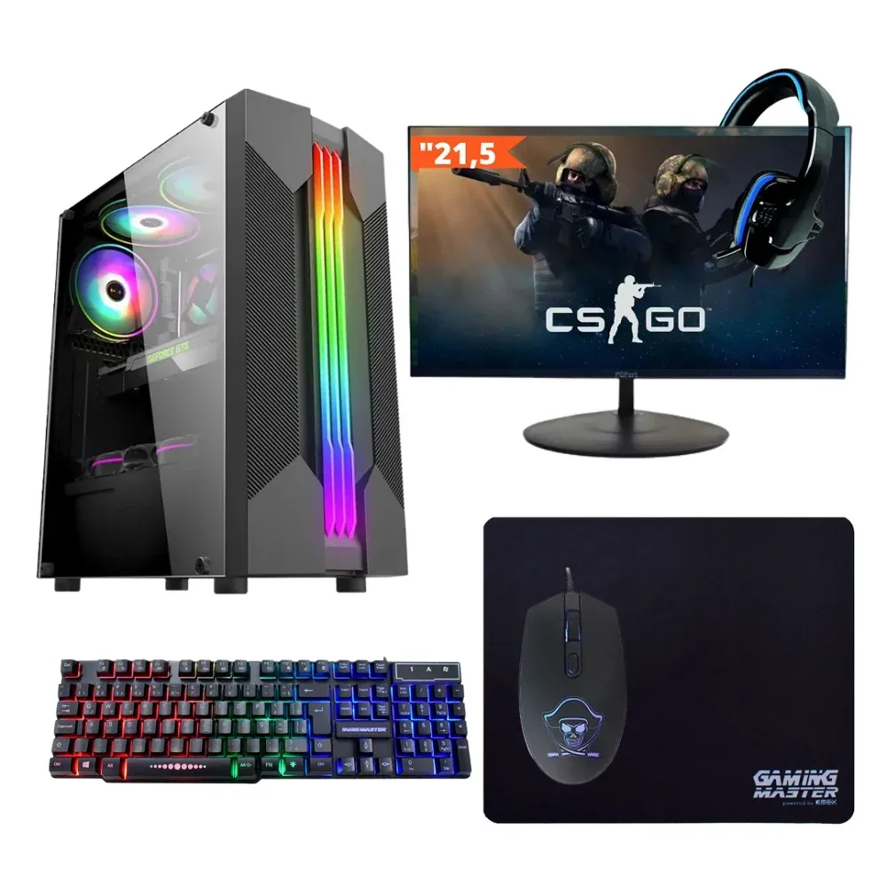 Pc Gamer Completo Balão.info, Intel Core I7, 16GB, VGA GT730 4GB, SSD 960GB, Windows 10 Pro Trial + Monitor 21.5 + Teclado E Mouse + Mouse Pad + Headset