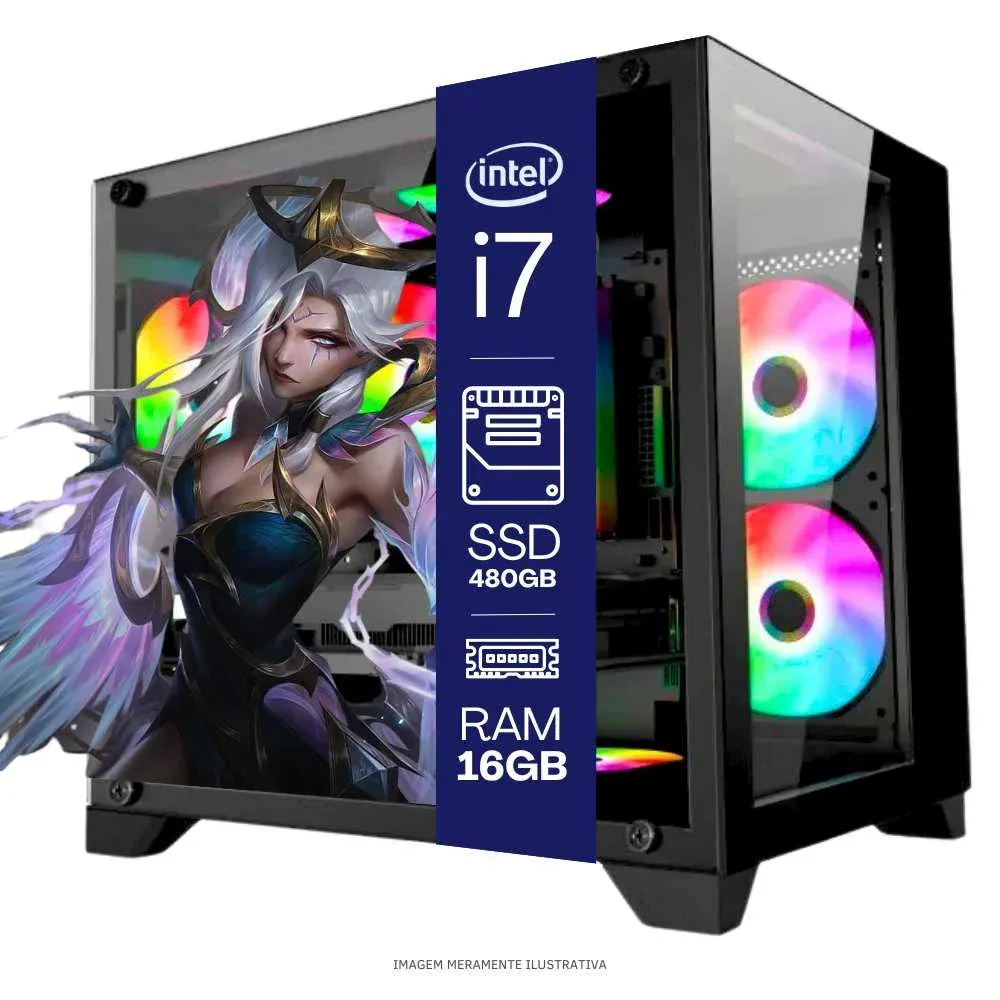 Computador PC Gamer Completo Balão.info Intel Core I7 16gb De Memória SSD 480GB Teclado + Mouse + Headset Gamer + Gabinete Gamer RGB + Joystick E WINDOWS 10 Pro Trial