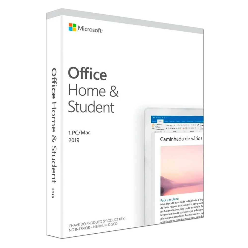 Pacote Office Home Student 2019 32/64 Bits Brazilian Fpp, Mídia Fisica