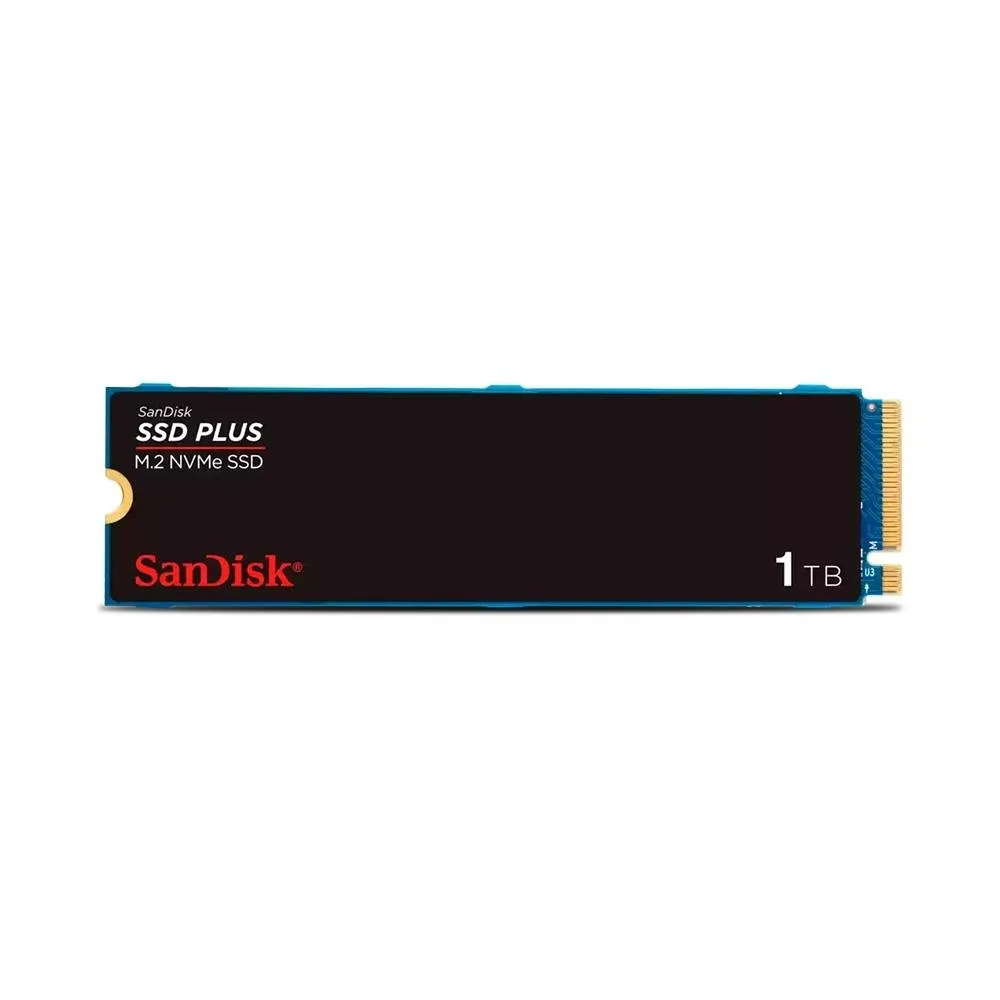 SSD SanDisk Plus NVMe, 1TB, M.2, PCle, Gen3,  Leitura 3.200 e Gravação acima de 3.200, Preto - SDSSDA3N-1T00-G26