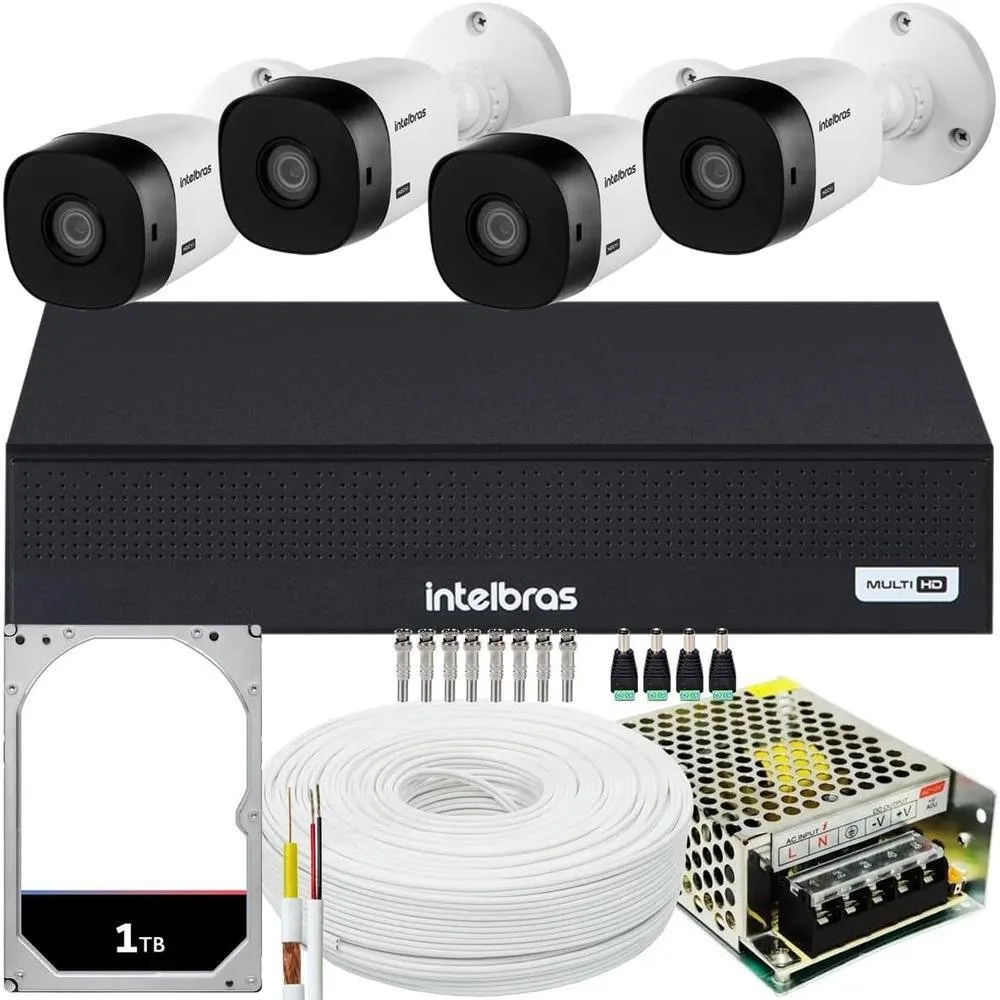Kit Cftv Monitoramento 4 Cameras Intelbras, Vhl 1120, HD 500GB