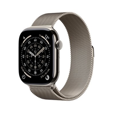 Apple Watch Series 11 GPS + Cellular, Caixa Natural de Titânio de 46 mm, Pulseira Natural Estilo Milanês, Tamanho M/G - MFD04AM/A