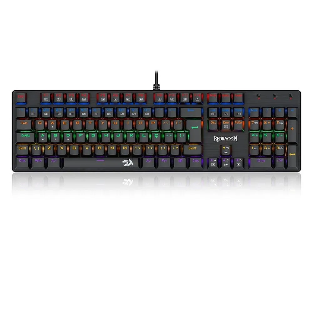 Teclado Mecânico Gamer Redragon Valheim Rainbow, Switch Brown, ABNT2, Preto - K608-R (PT-BROWN)