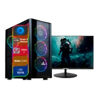 "PC Gamer Concórdia Ryzen 5 5600gt Memória 16gb SSD 512gb Fonte 600w WINDOWS 11 Pro Monitor Gamer 23,8"""