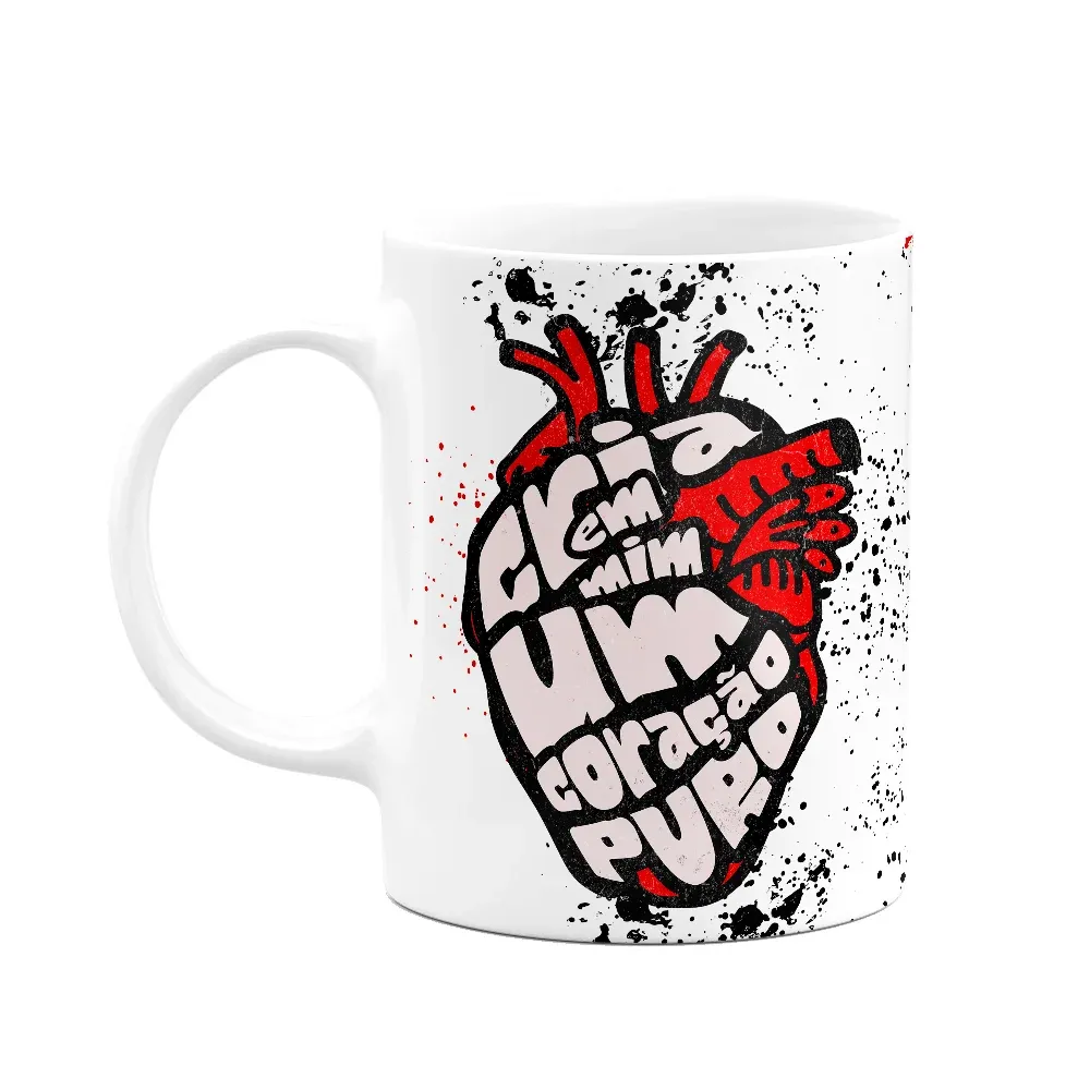 Caneca Religiosa - Cria Em Mim, Um Coração Puro