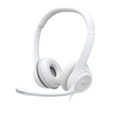Headset Logitech H390, USB, com Almofadas, Controles de Áudio Integrado, Microfone com Redução de Ruído, Branco - 981-001285