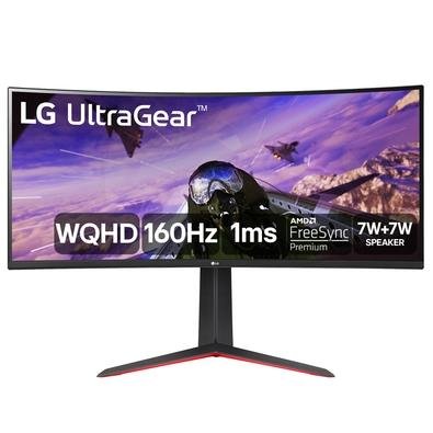 "Monitor Gamer Curvo LG UltraGear 34"", 2K WQHD, UltraWide, 160Hz, 1ms, FreeSync Premium, HDR10, Som Integrado - 34GP63A-B"