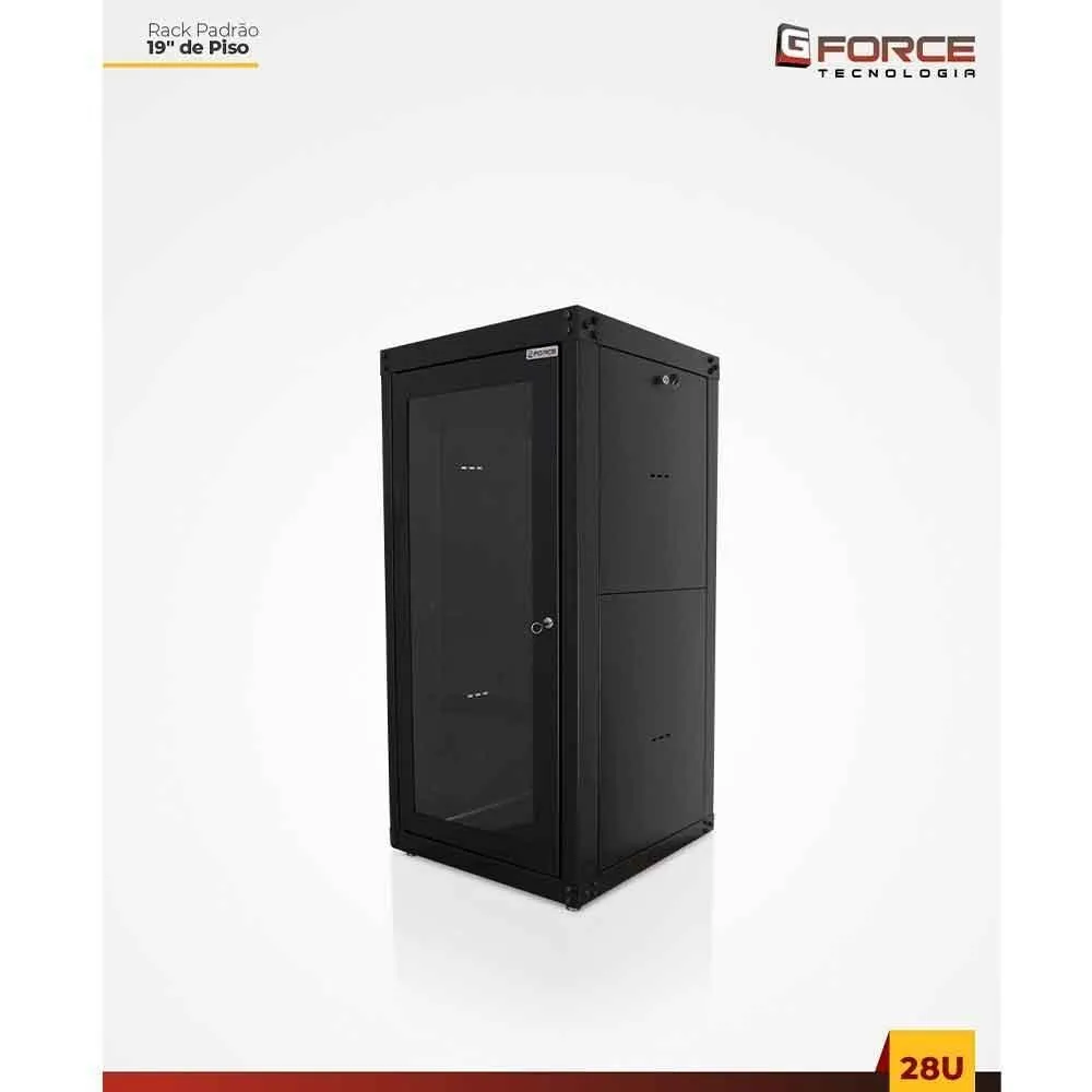 Rack Servidor Gforce Padrao 19 Pol 28u X 570 Piso Desmontável Visor De Acrílico