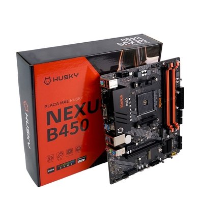 Placa-Mãe Husky Nexus B450, M.2 NVMe, DDR4 3200MHz, Ryzen 5000/3000/2000, Micro-ATX, 64GB Dual Channel - HPM450
